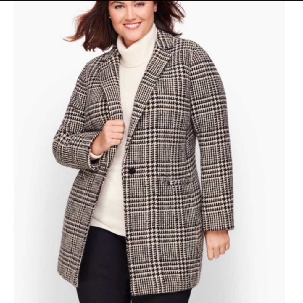 Talbots Houndstooth Wool-Blend Blazer - Size 18w Petite
